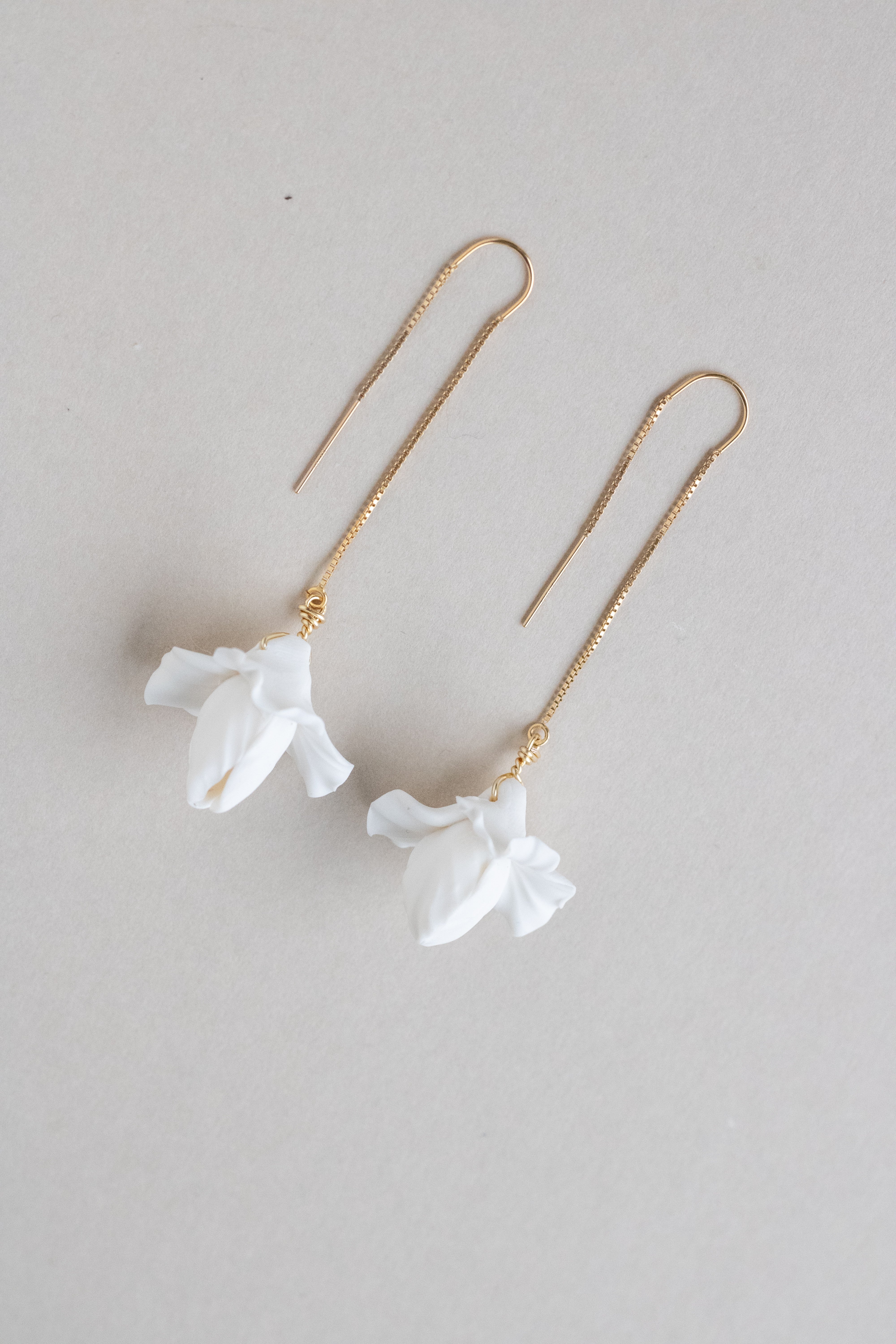 Gold clay flower bridal earring