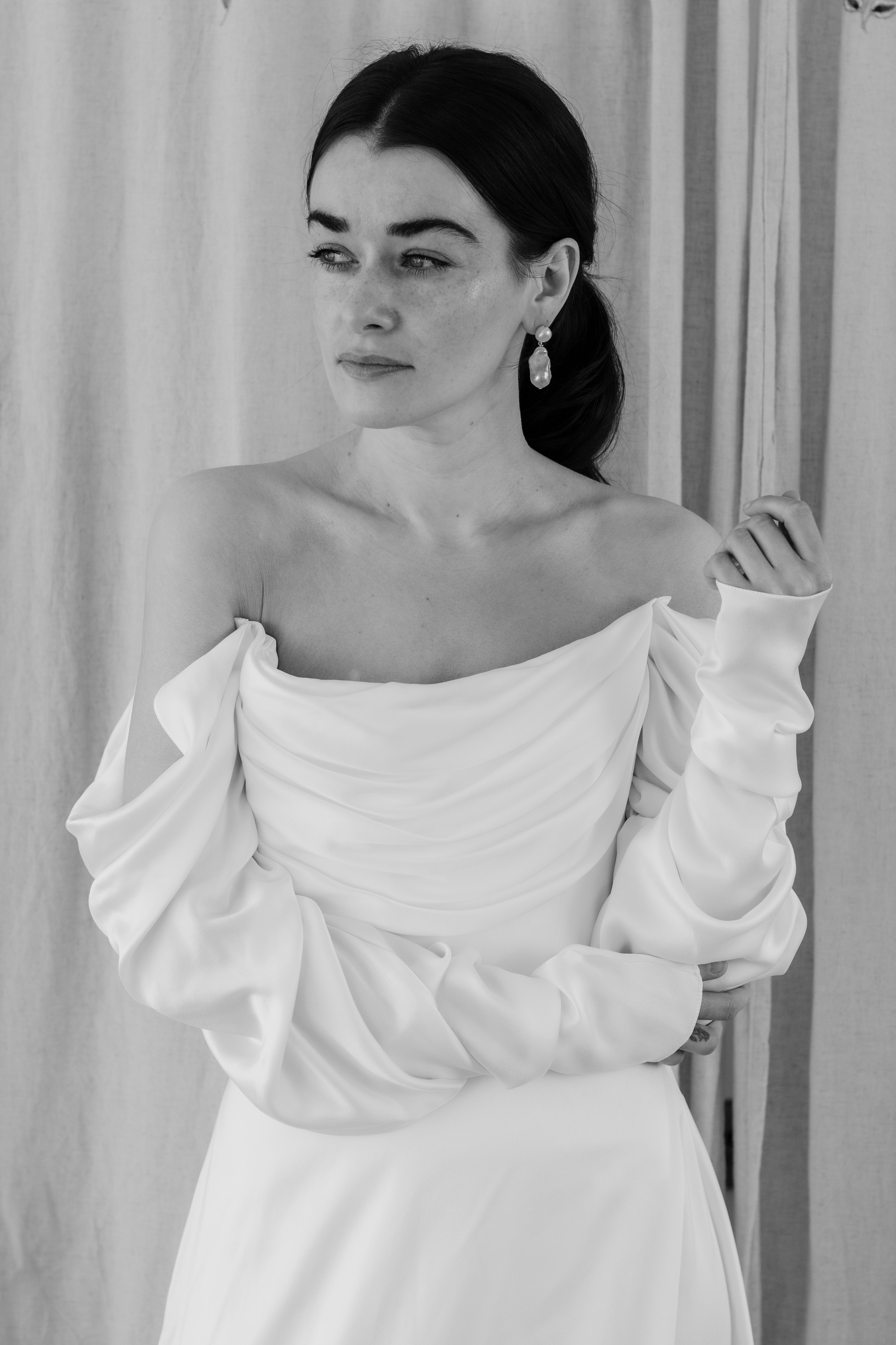 Statement pearl drop earrings by Megan Therese