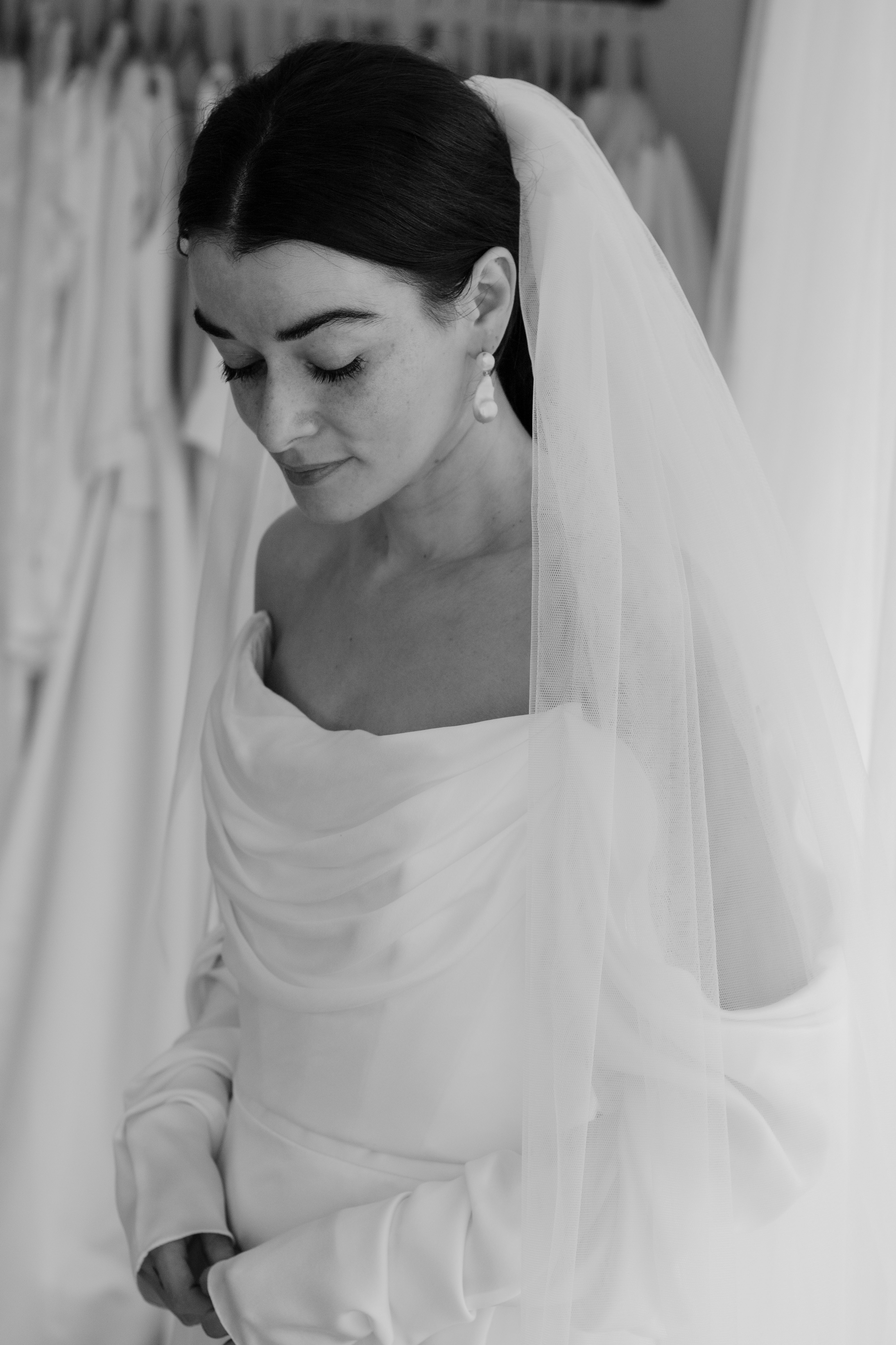 pearl drop wedding earrings by Megan Therese