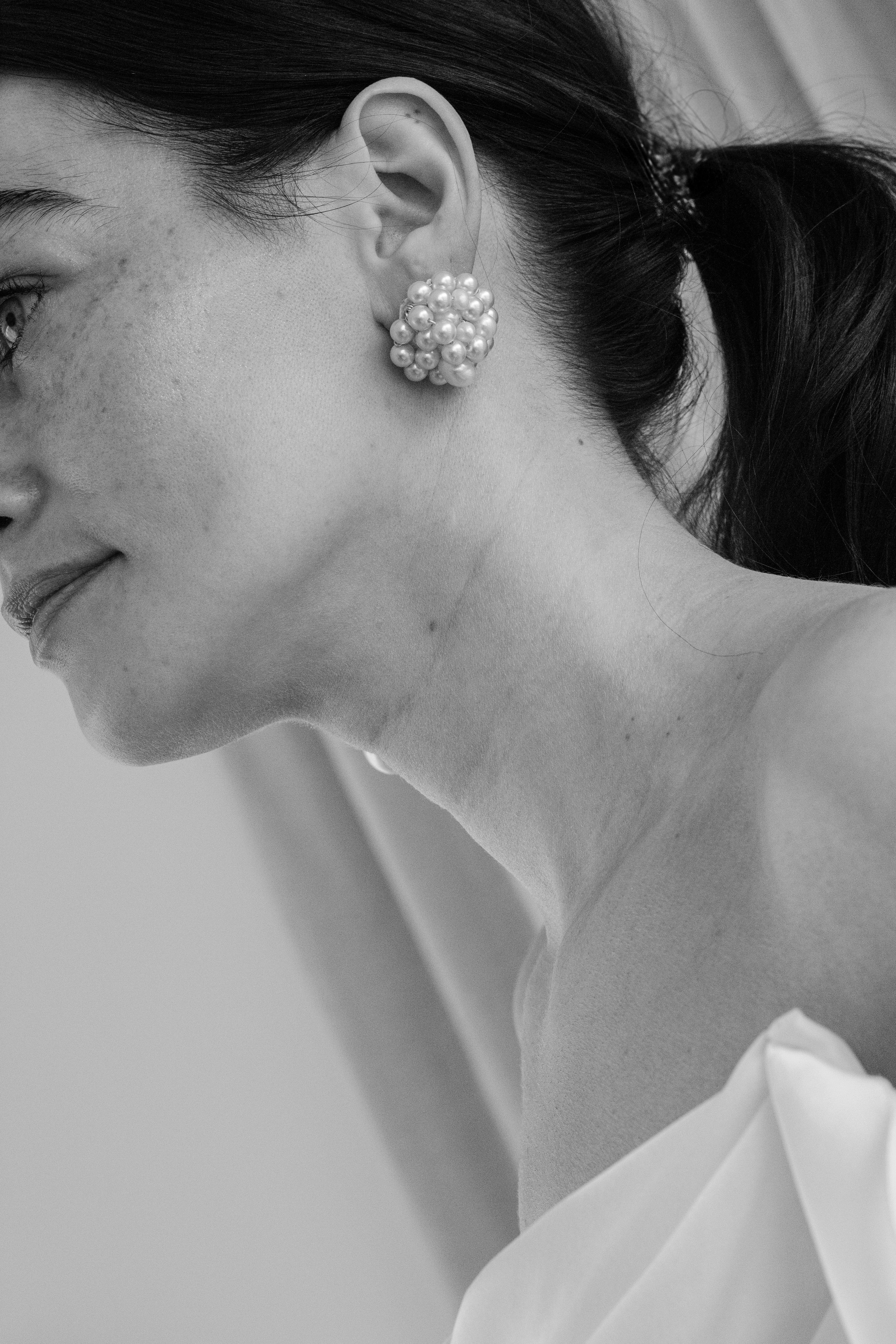 Statement pearl earring for wedding by Megan Therese