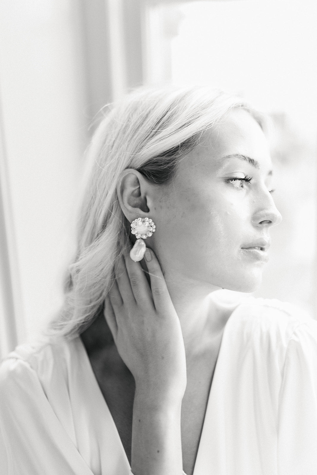 statement pearl drop earrings for brides by megan therese