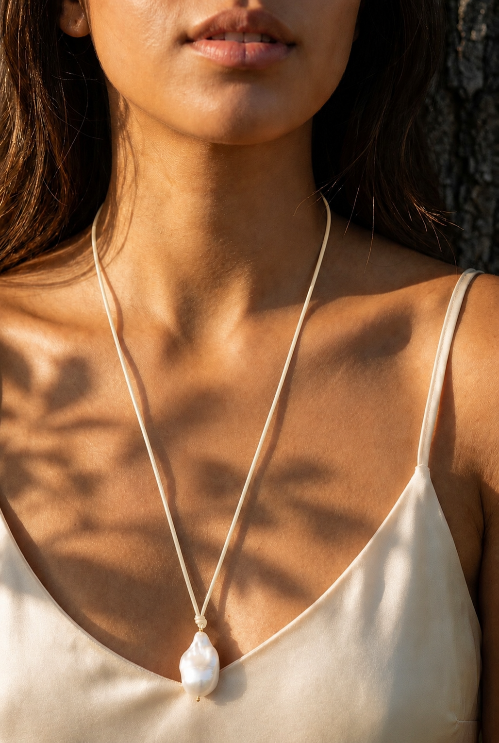 Mara Leather Pearl Necklace