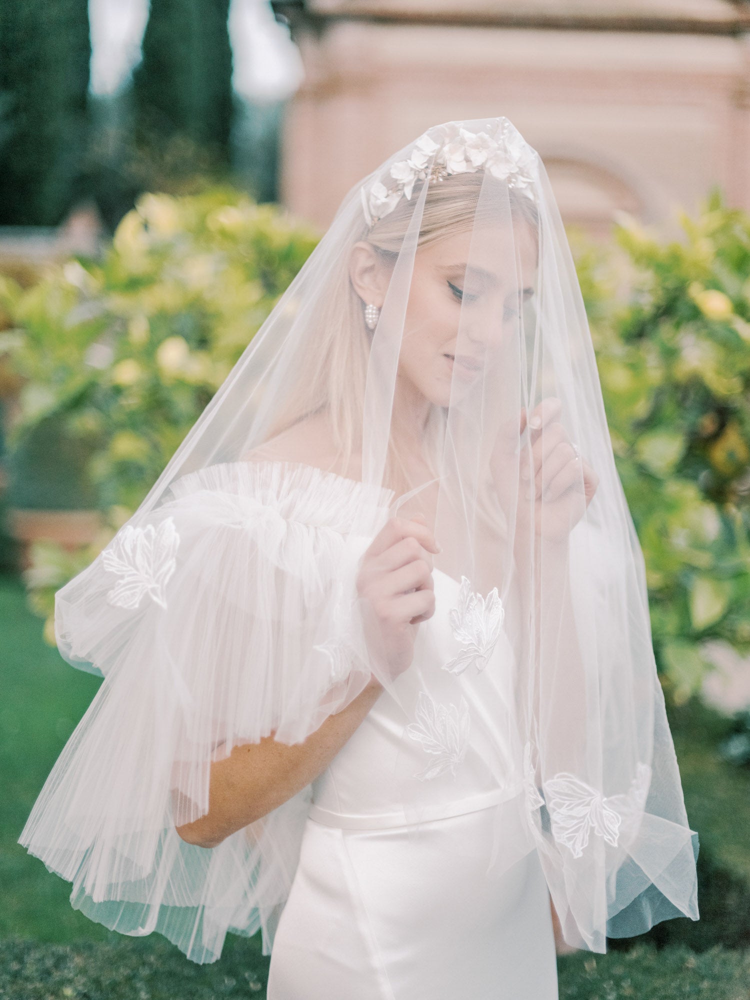 couture wedding veil and luxury wedding crown by megan therese