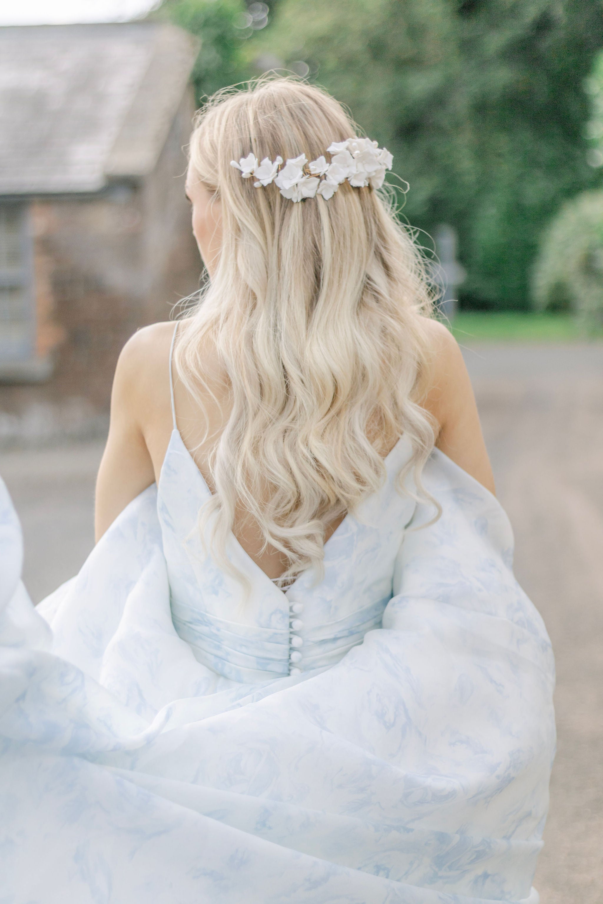 Handmade luxury clay bridal headpiece by megan therese