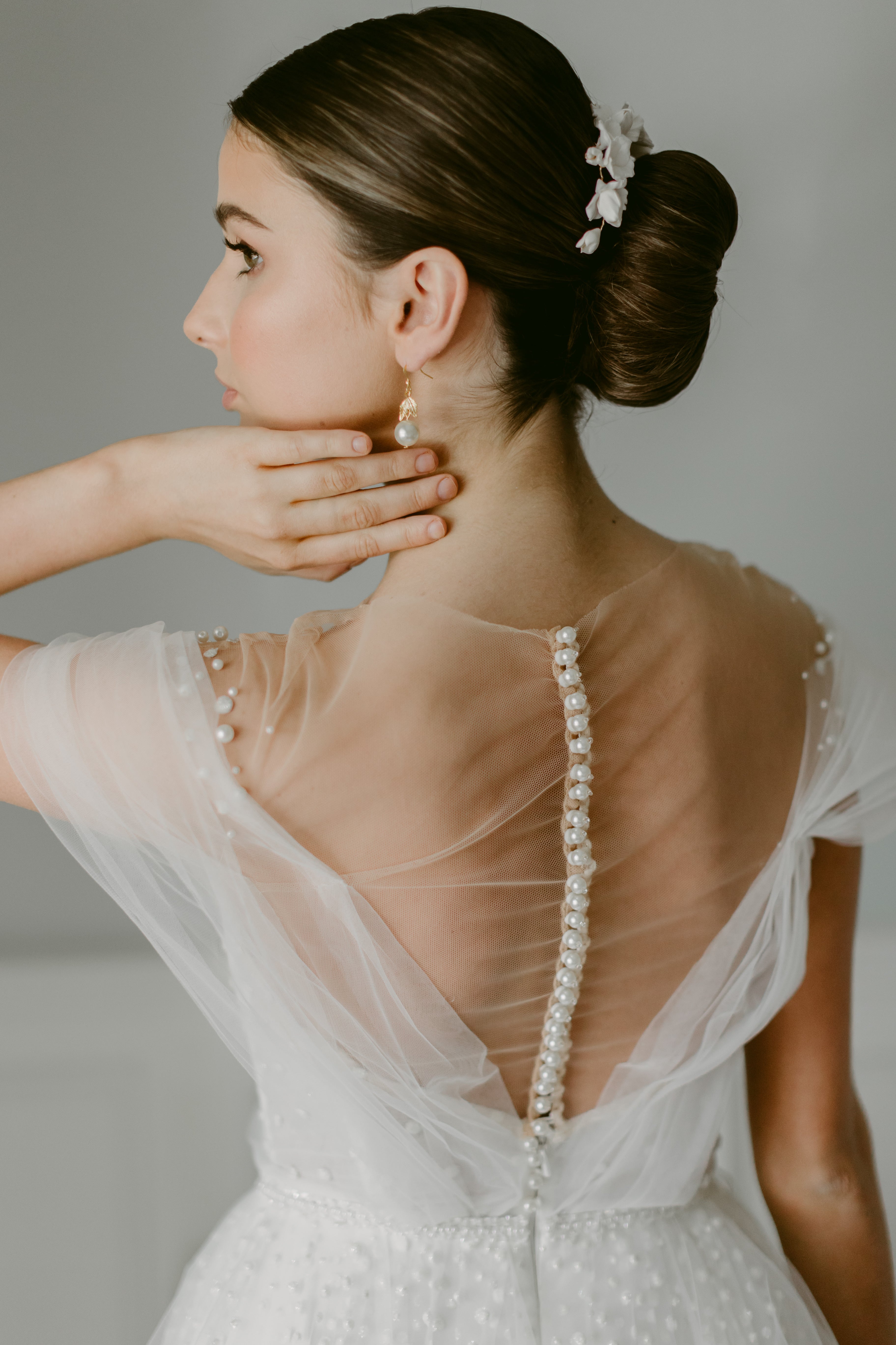 handcrafted clay flower wedding headpiece by megan therese