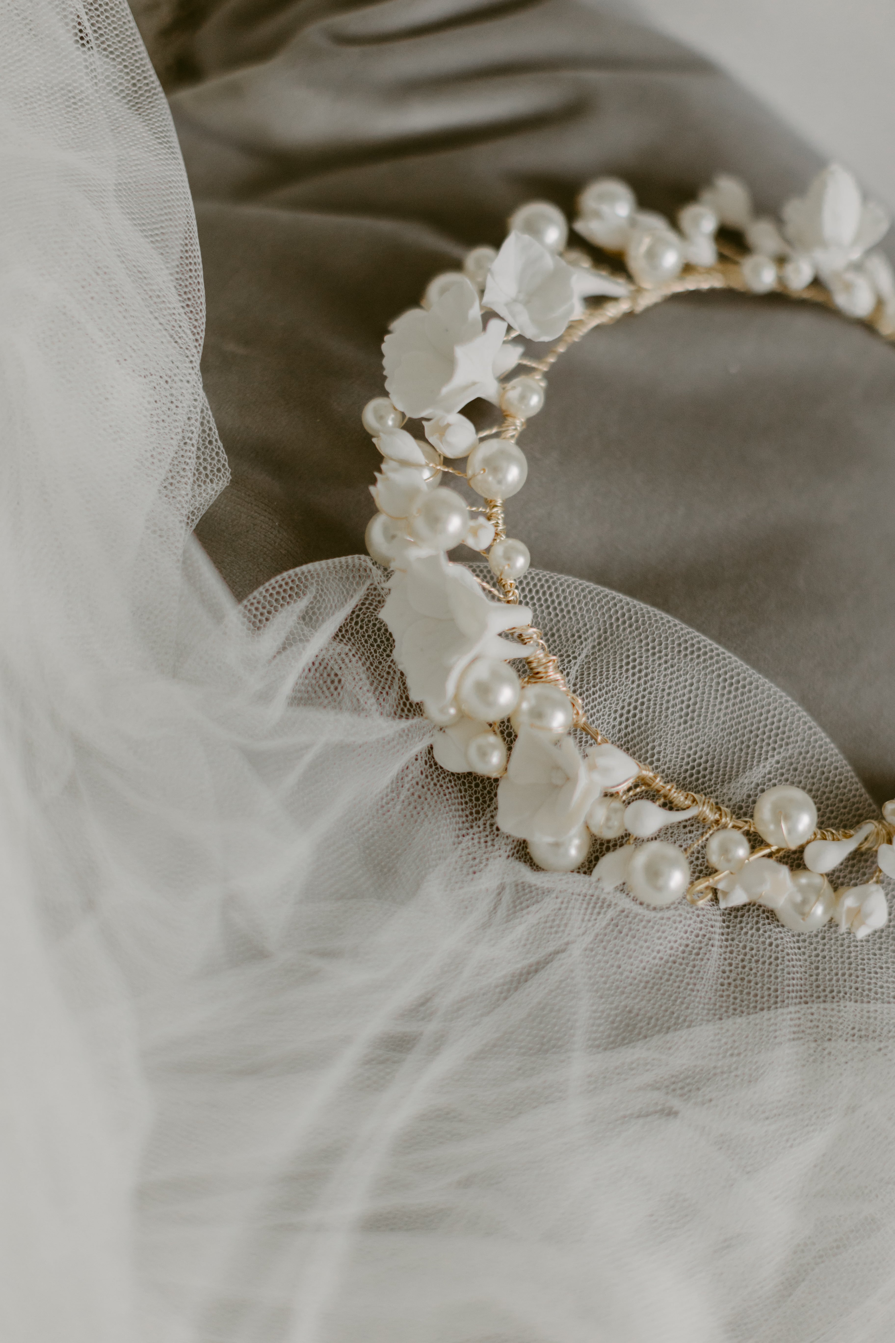 luxury handcrafted wedding crown by megan therese