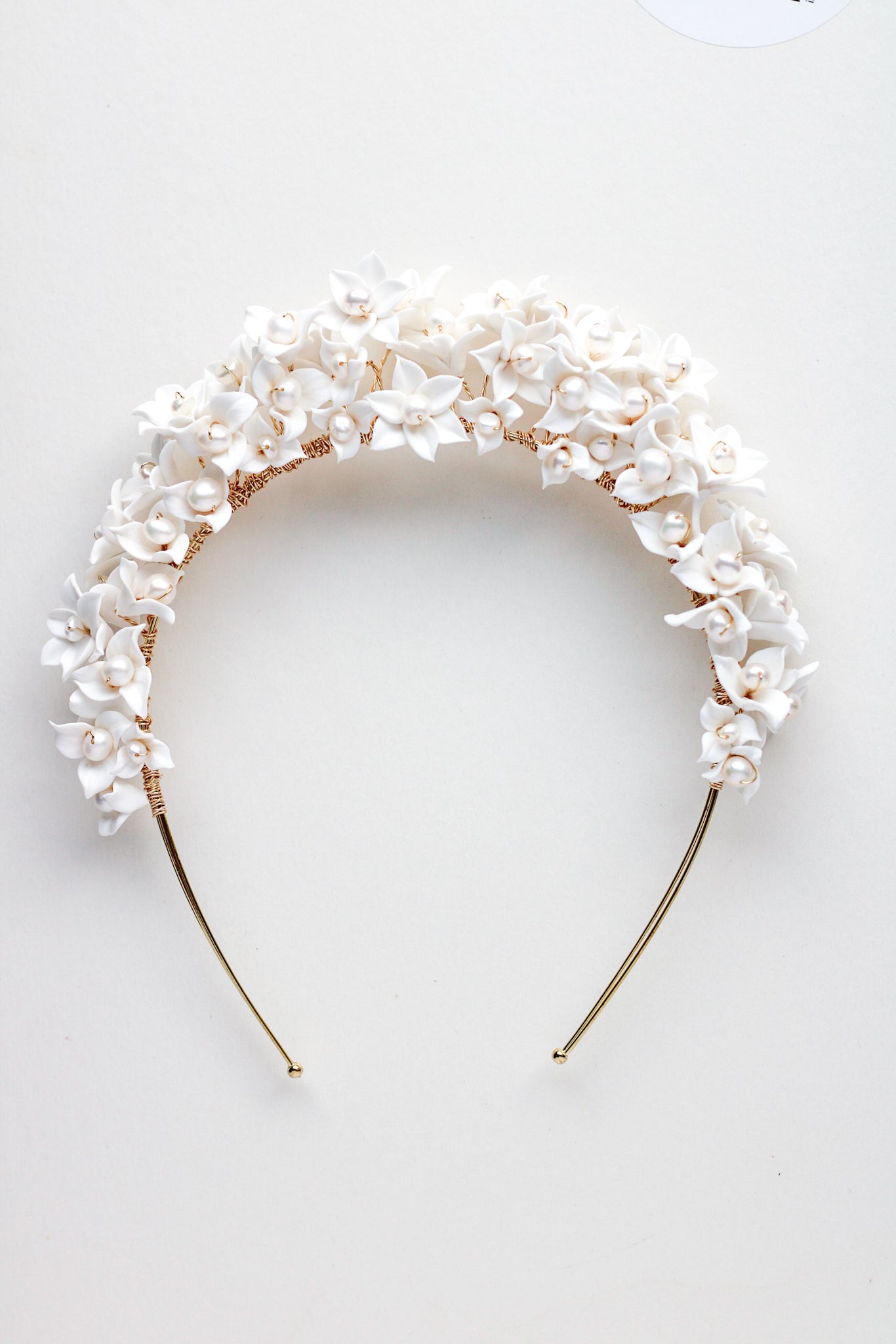 luxury flower clay wedding crown by megan therese