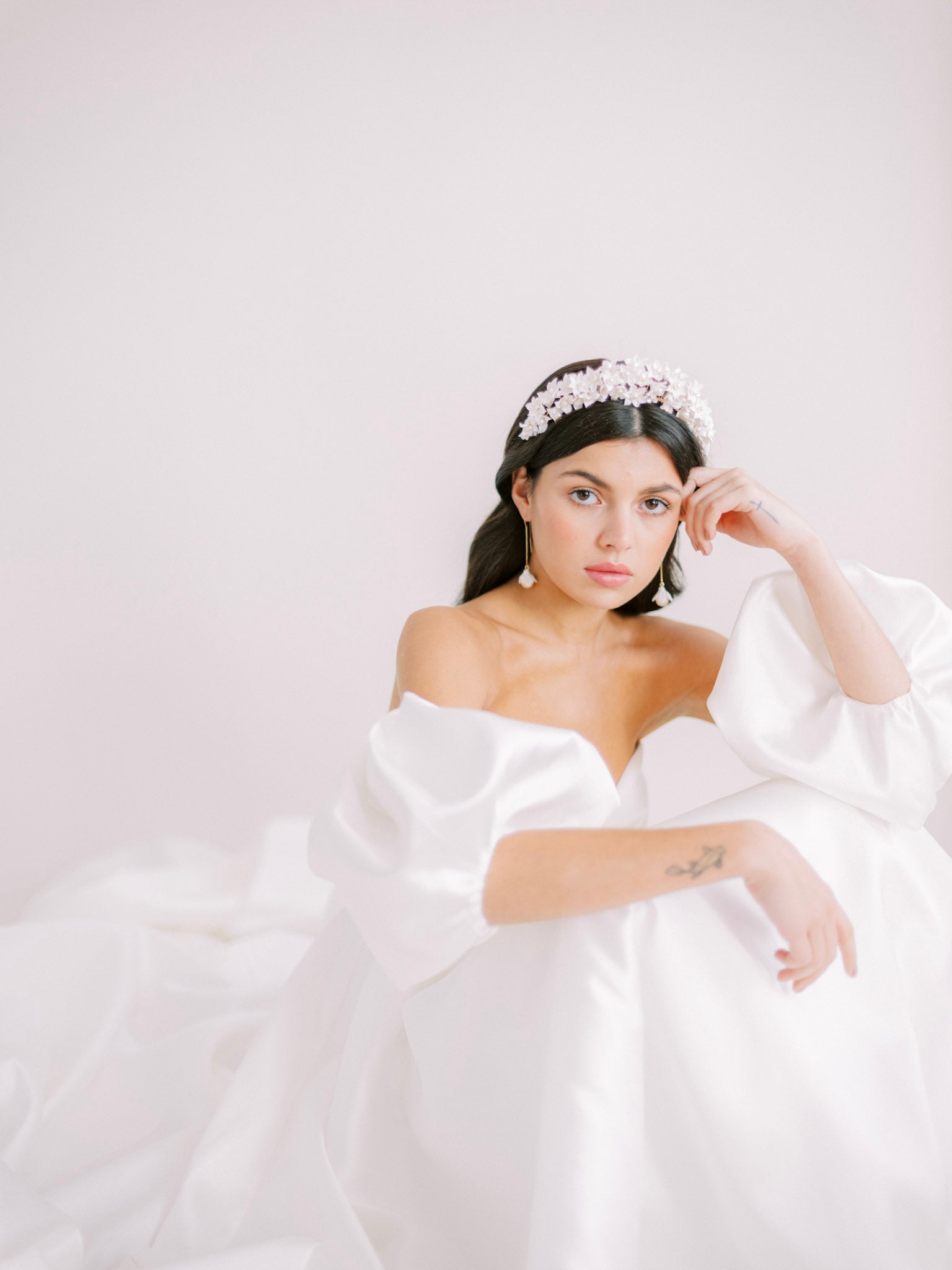 flora bridal dress and megan therese accessories