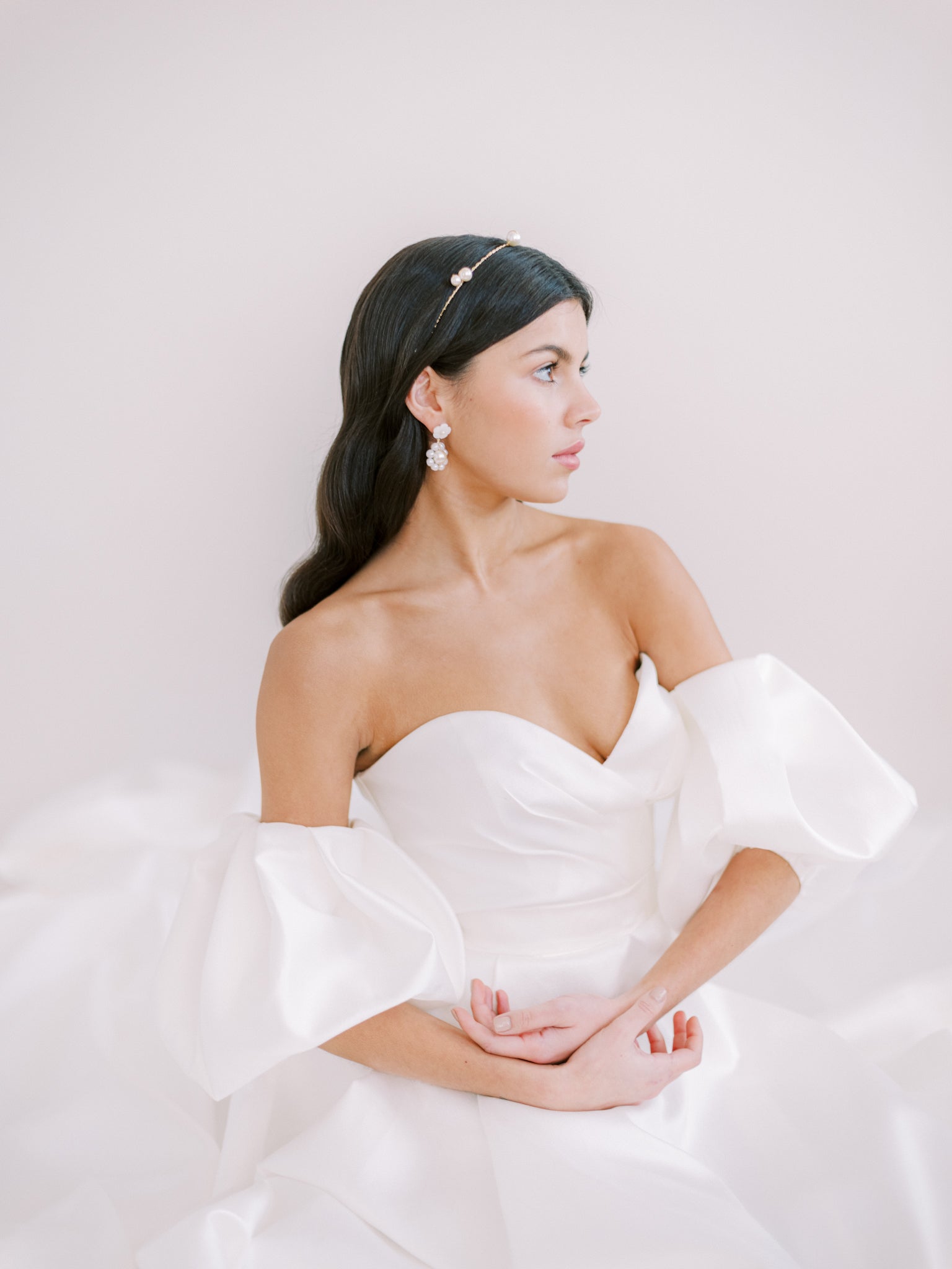 simple pearl bridal headband  by megan therese