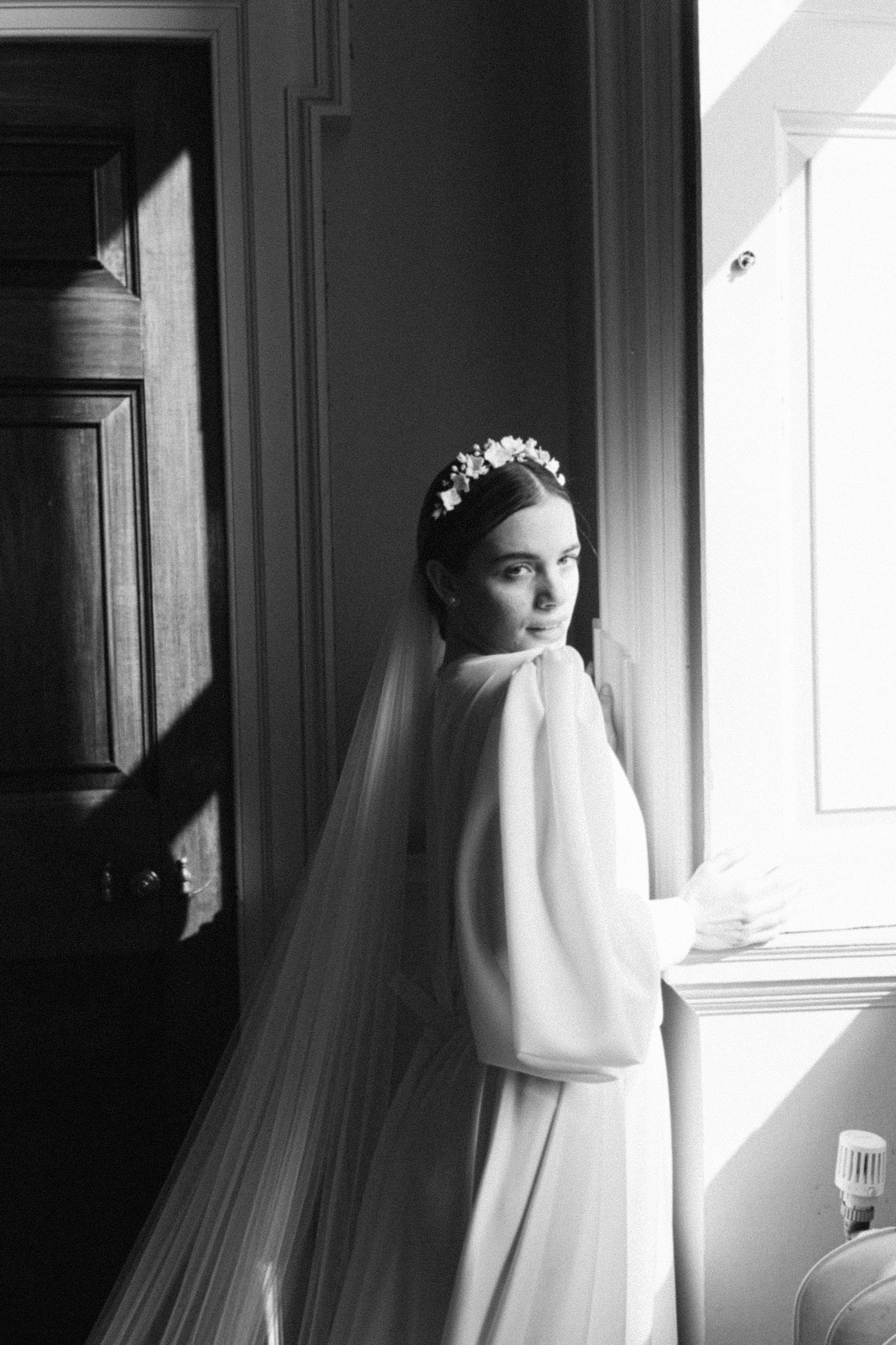 luxury fine art bride in megan therese and flora bridal dress