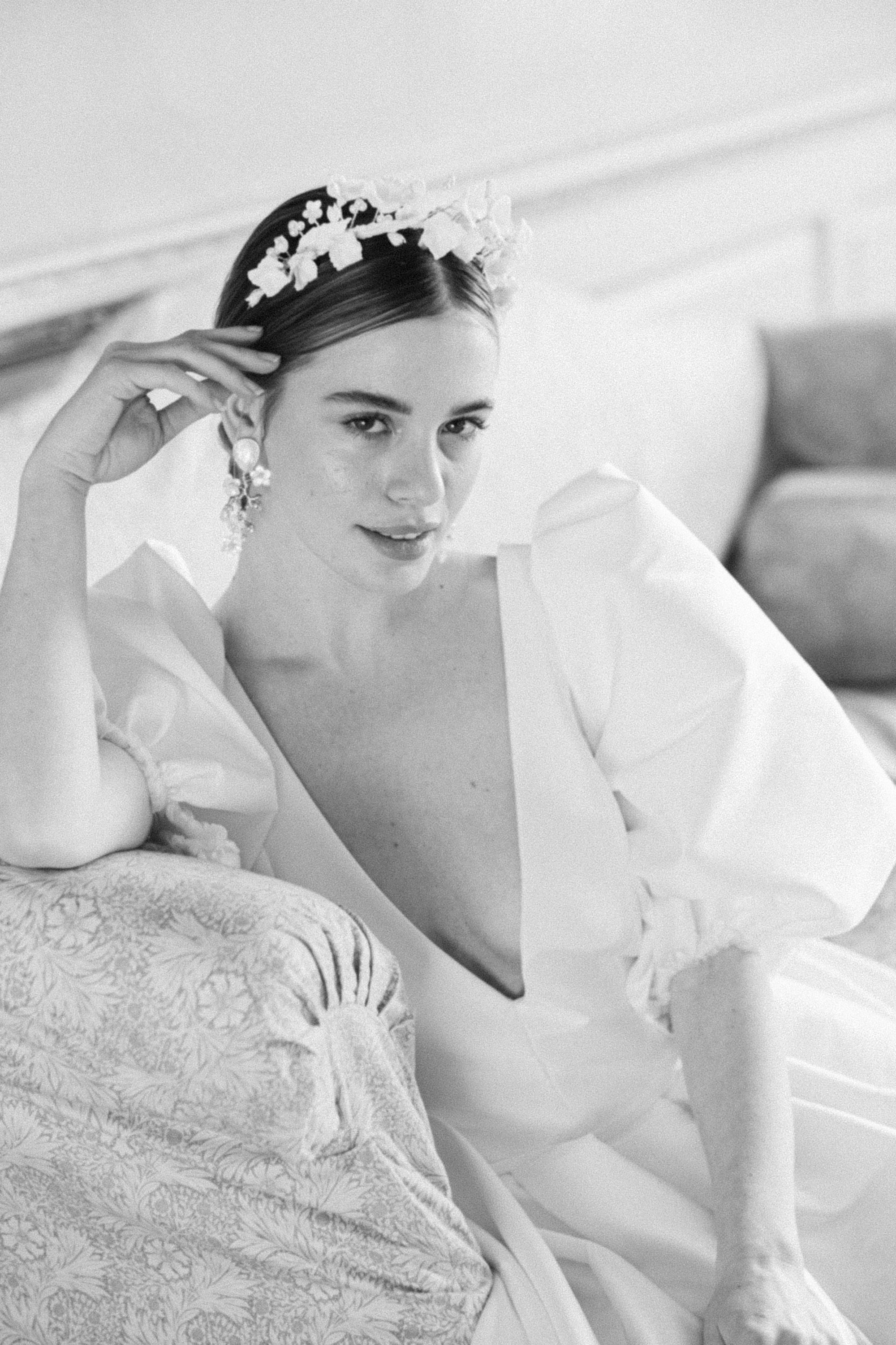 bride wearing luxury wedding accessories by megan therese