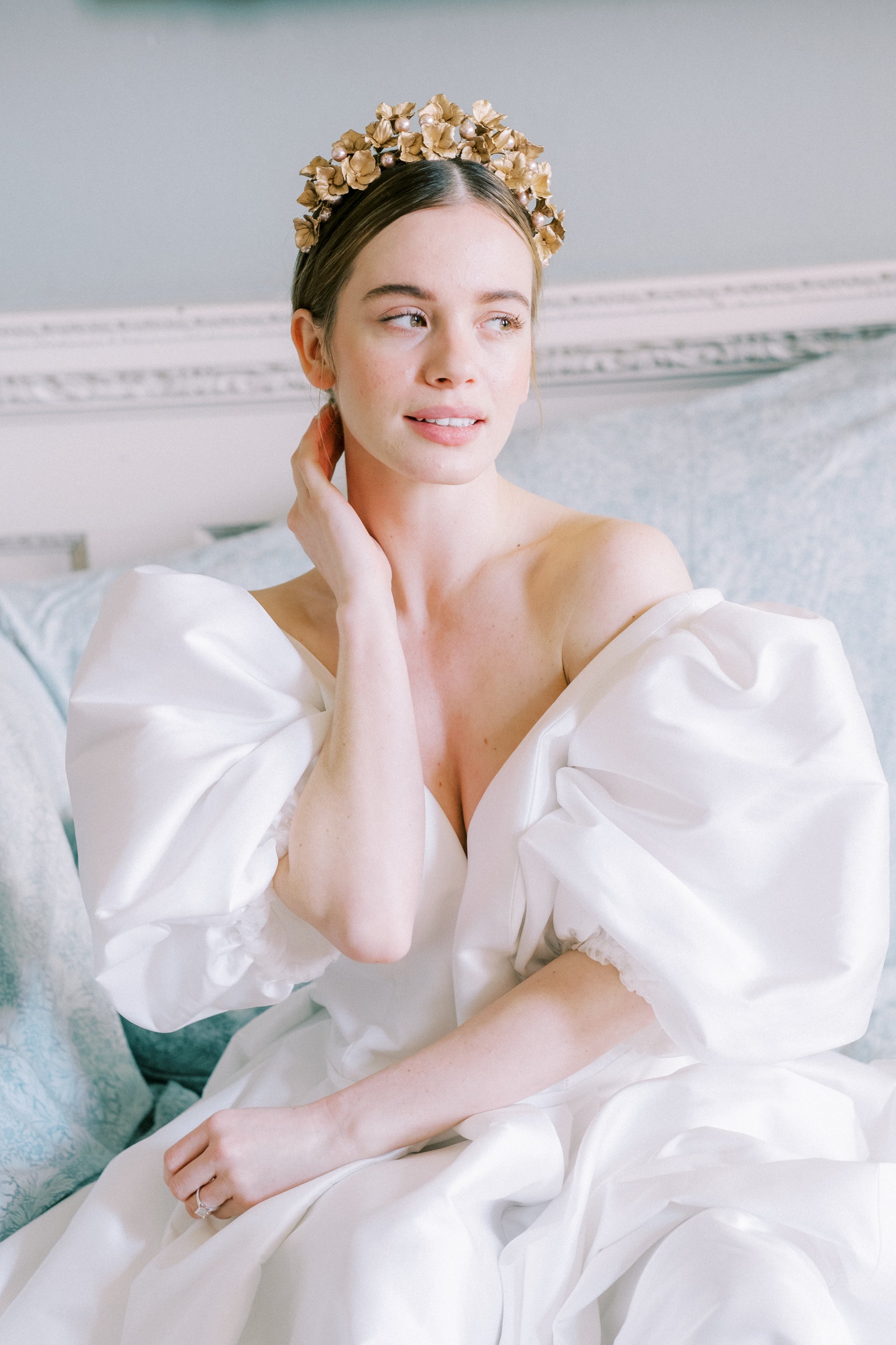 luxury bride wearing couture dress and accessories by megan therese