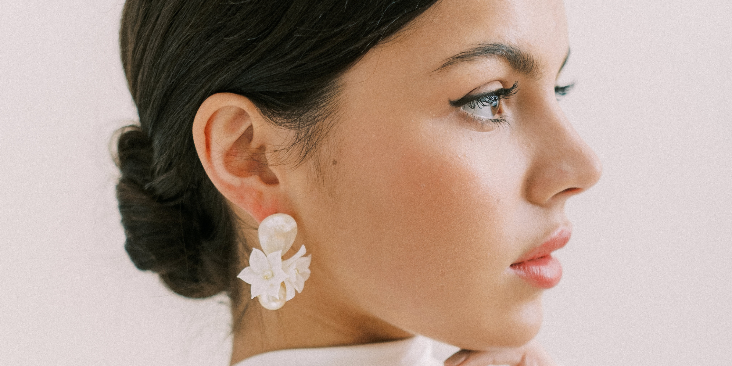 clay and pearl bridal accessories and earrings by megan therese