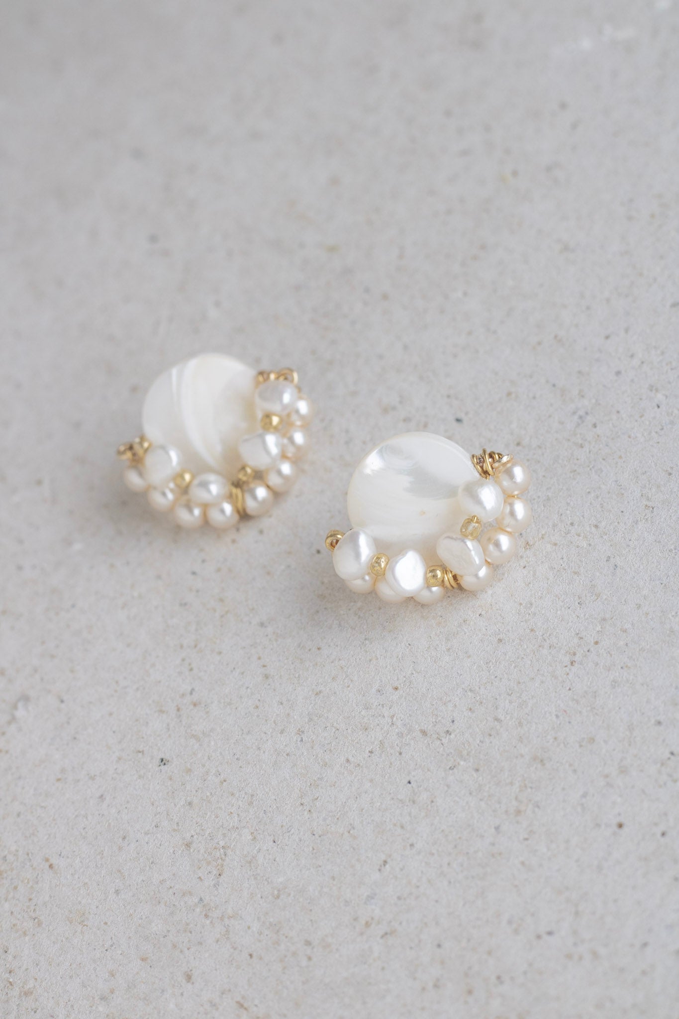 modern pearl bridal studs by megan therese