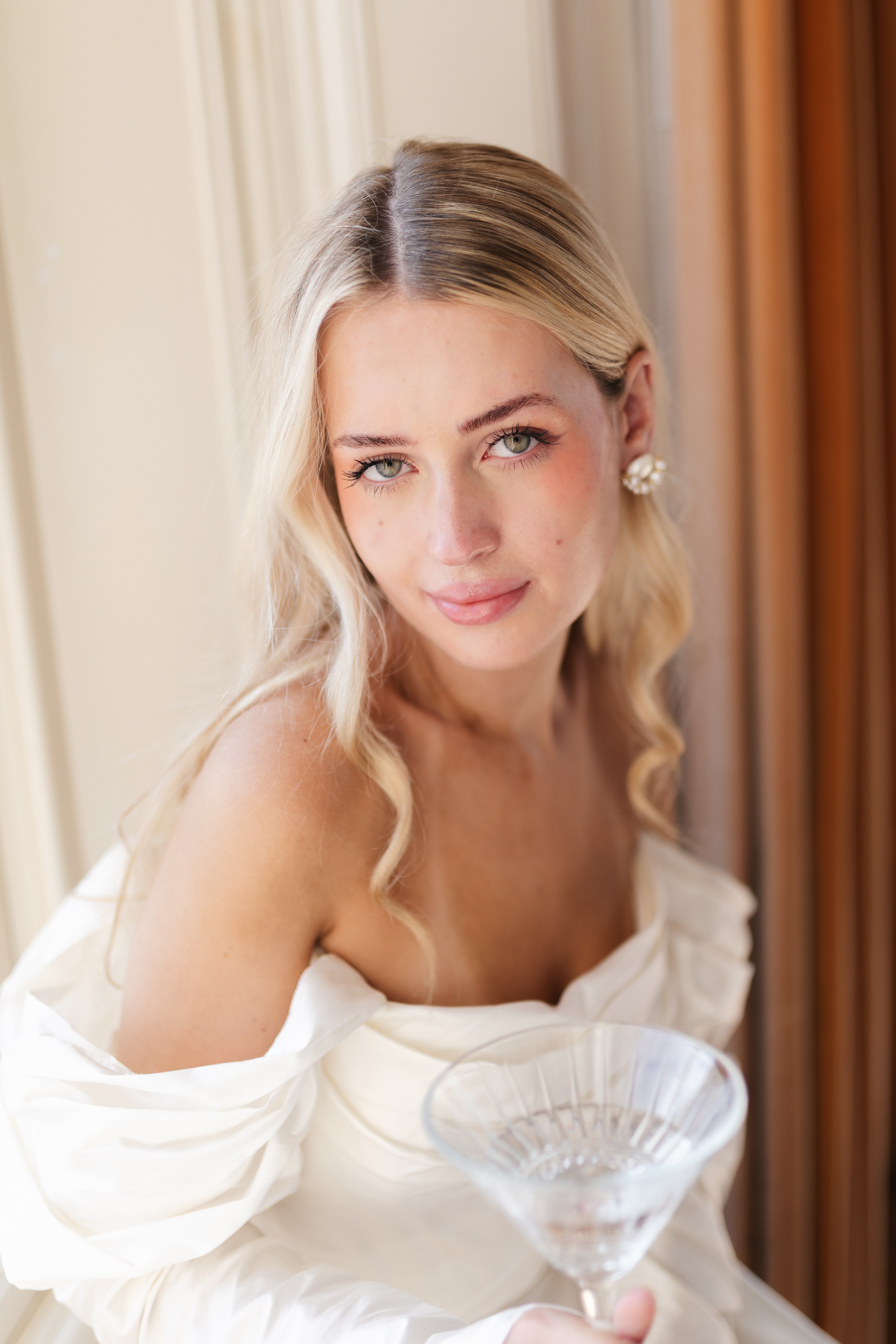 modern pearl bridal studs by megan therese