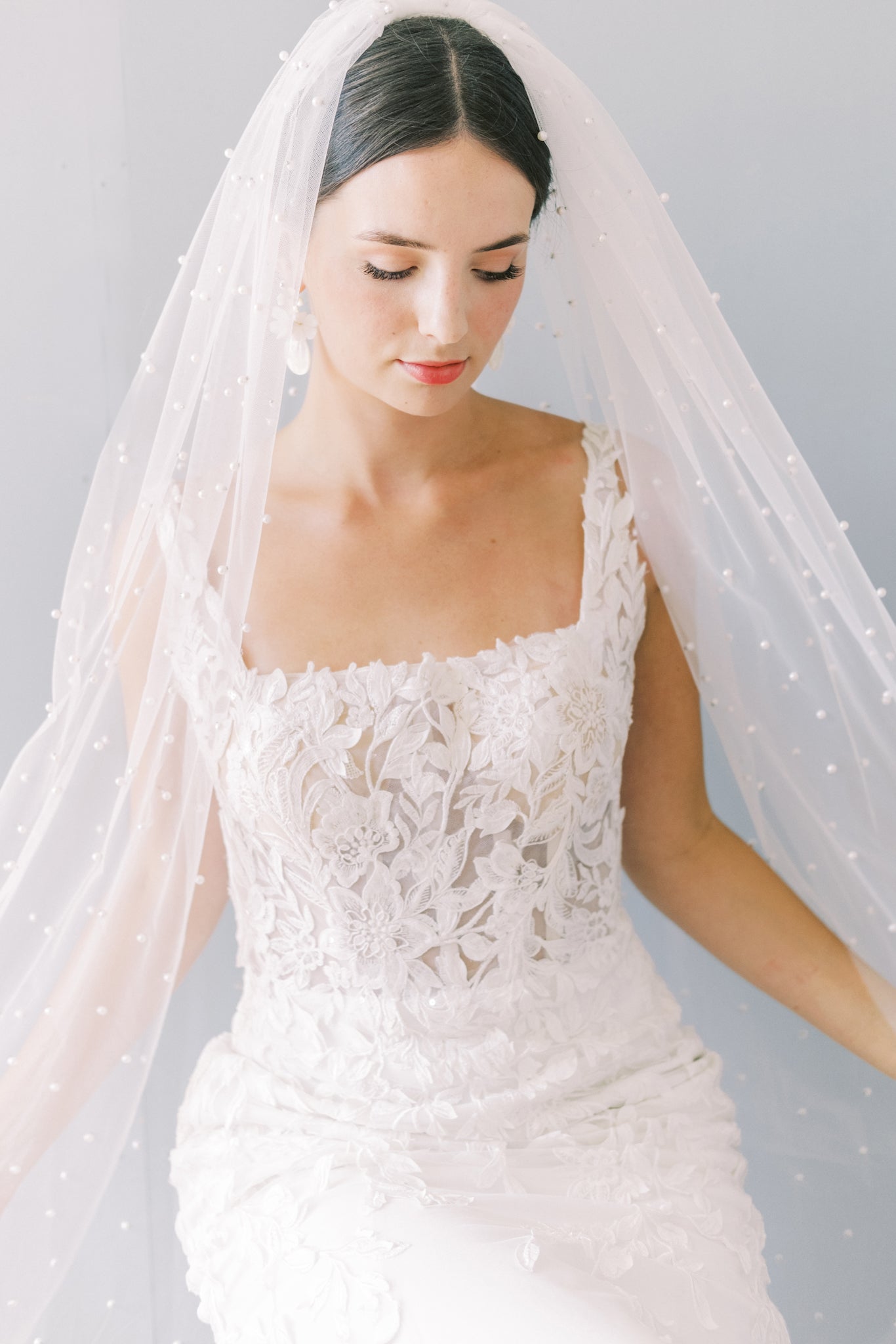 Wren  pearl ivory bridal veil - Megan Therese Couture