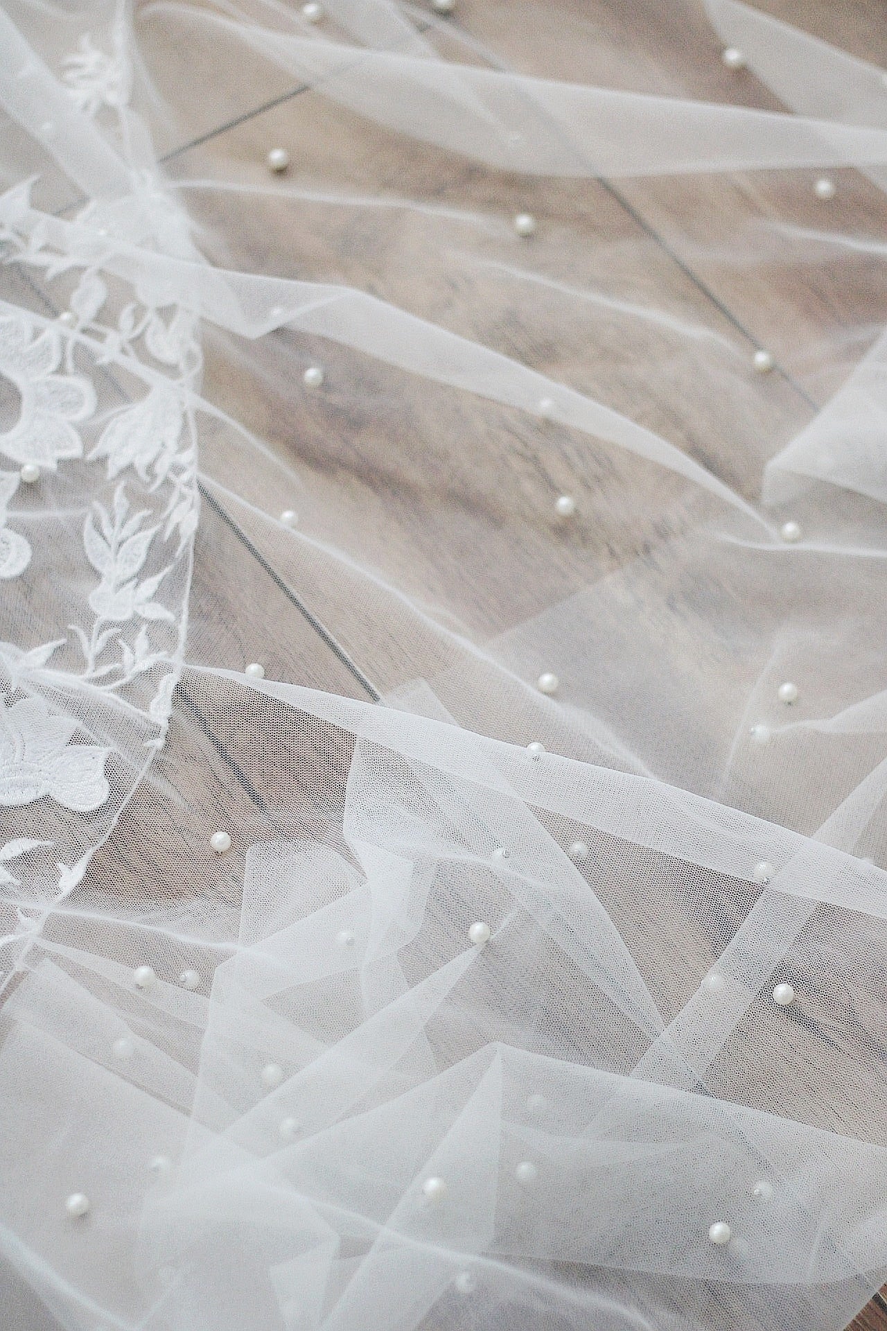 Wren  pearl ivory bridal veil - Megan Therese Couture